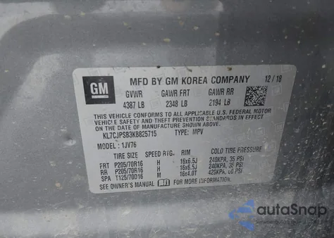 2019 Chevrolet Trax Lt from USA, damaged, VIN KL7CJPSB3KB825715